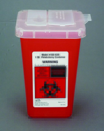 Sharps Container Bemis™ Sentinel 1 Quart Red Vertical Entry Phlebotomy (1/EA 100/CS) by Bemis Health Care  ID 100-030